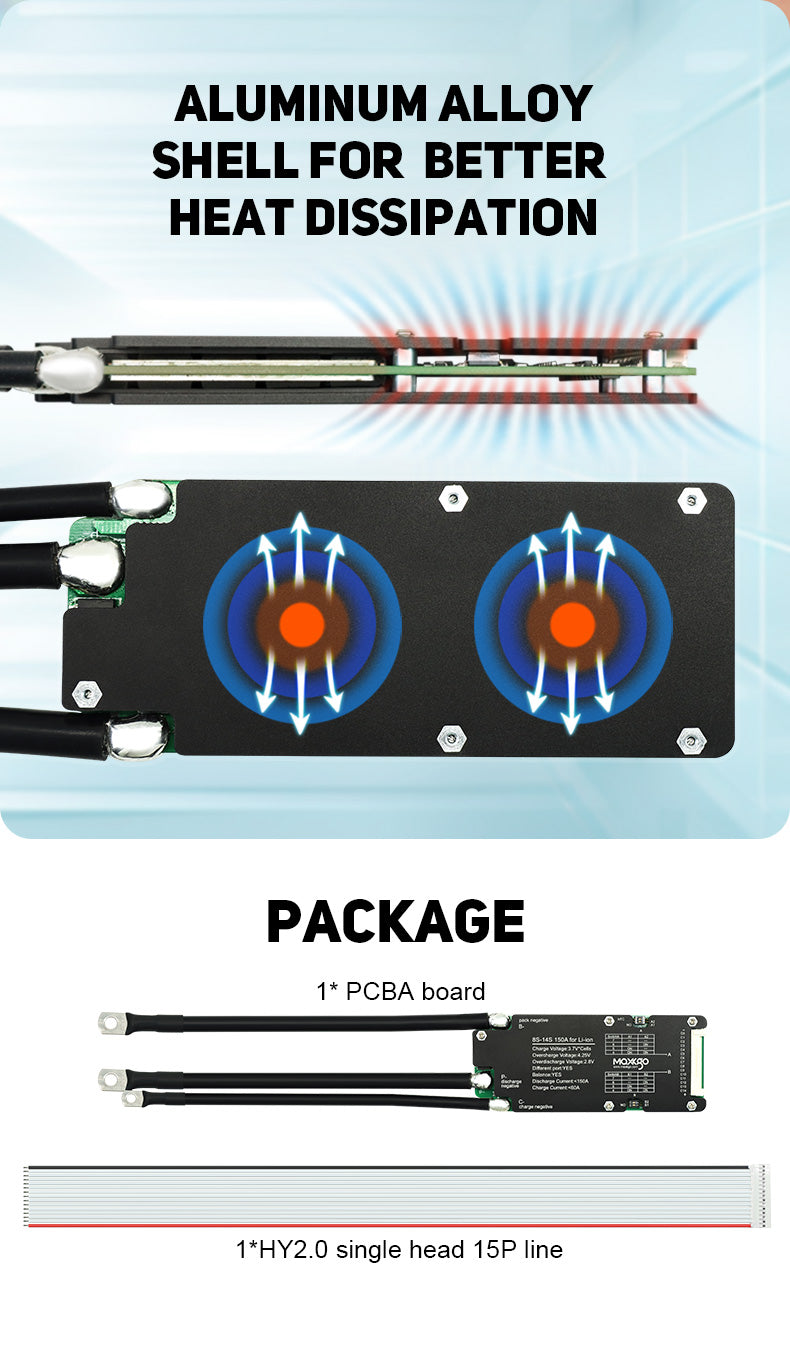 MAXKGO 8S-14S 150A BMS Protection Board Hardware Ternary Polymer Lithium Battery BMS Board