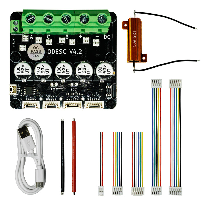 ODESC V4.2 Single-drive High-current High-precision Brushless Servo Motor Controller, Software Configuration Compatible with Odrivetool, FOC, BLDC