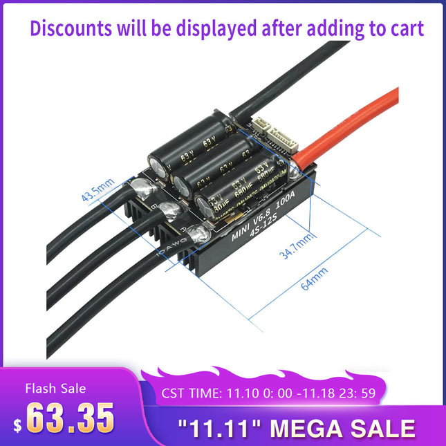 MAXKGO MINIV6.8 ESC For DIY E-skateboard Scooter Ebike Go-Kart Robotics Speed Controller