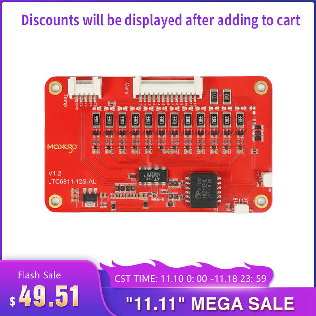 MAXKGO LTC6811 12S Smart Slave BMS li-ion Lifepo4 LTO Battery Protection Board