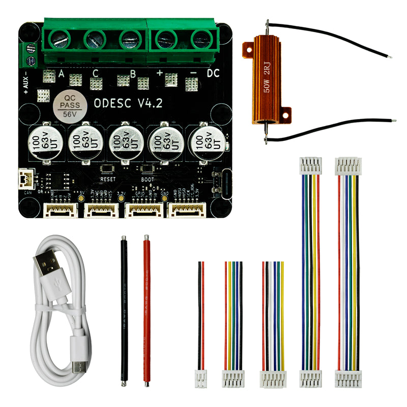 ODESC V4.2 Single-drive High-current High-precision Brushless Servo Motor Controller, Software Configuration Compatible with Odrivetool, FOC, BLDC