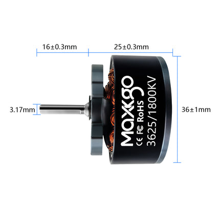 MAXKGO 3625 1800KV Brushless Motor 3 Phase 2～4 S 29300rpm Electric Controller For 1/10 RC Climbing Vehicle Rocky Crawler Vehicle