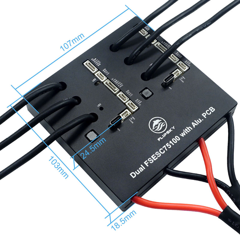 Flipsky 75100 Dual Drive VESC ESC Speed Controller 84 V 240A Peak For E-Skateboard Scooter Ebike With Aluminum PCB Regenerative Capacity