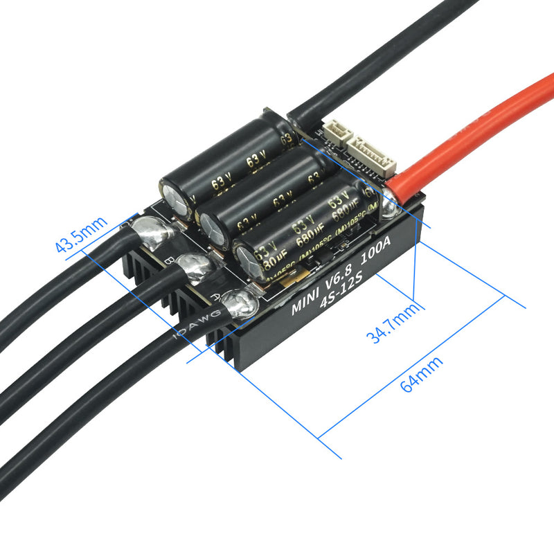 MAXKGO MINIV6.8 60V 100A with heatsink | For DIY Eboard / Scooter / Ebike / Go-Kart / Robotics | Speed Controller / Electronic Speed Controller / esc controller for Brushless Motor