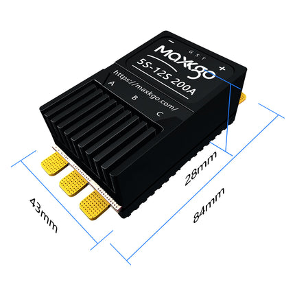 MAXKGO 5-12S 200A MINI ESC with AM32 Firmware for Heavy-Lift UAV, Agri Drone & RC Models