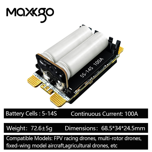 MAXKGO 5-14S 100A AM32 ESC 128KHz PWM for UAV Drones, FPV, RC Airplane & Agricultural UAV