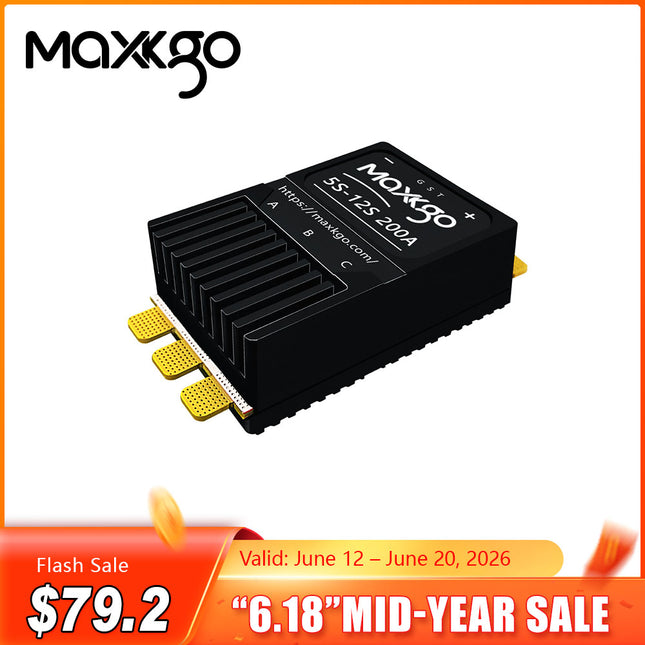 MAXKGO 5-12S 200A MINI ESC with AM32 Firmware for Heavy-Lift UAV, Agri Drone & RC Models
