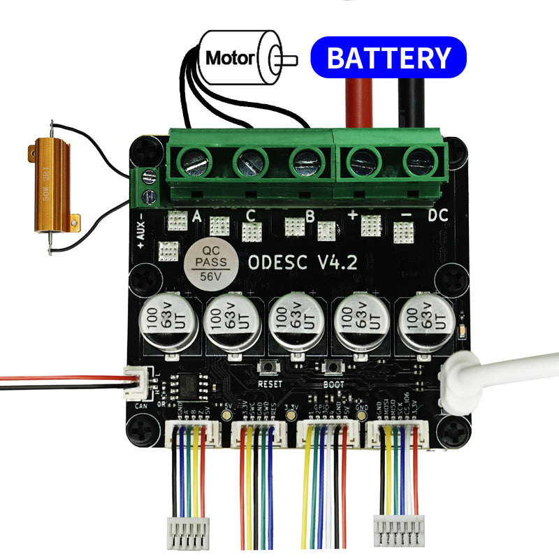 ODESC V4.2 Single-drive High-current High-precision Brushless Servo Motor Controller, Software Configuration Compatible with Odrivetool, FOC, BLDC