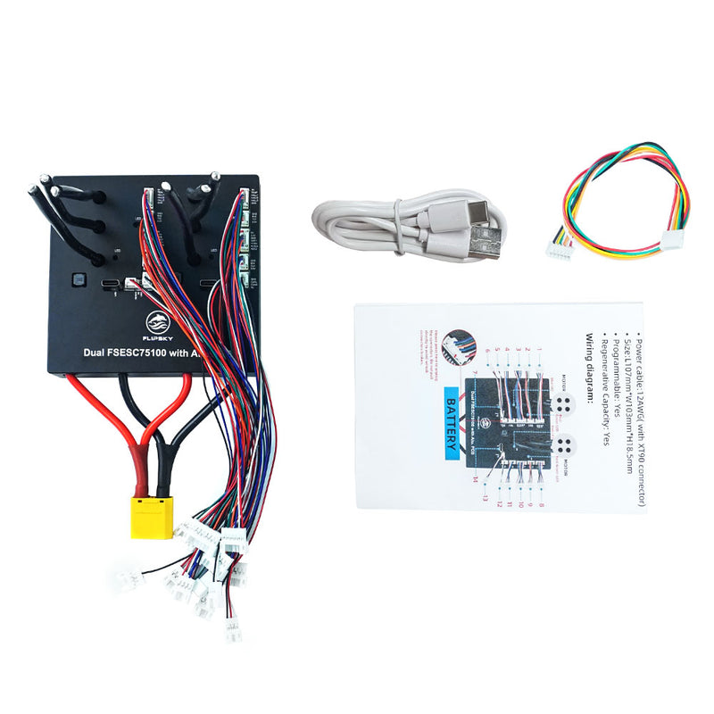 Flipsky 75100 Dual Drive VESC ESC Speed Controller 84 V 240A Peak For E-Skateboard Scooter Ebike With Aluminum PCB Regenerative Capacity