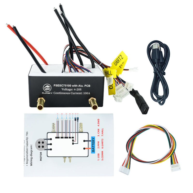 Flipsky 84V 120A 75100 ESC Motor Controller High Power FOC BLDC Control Based On VESC For Electric Scooter