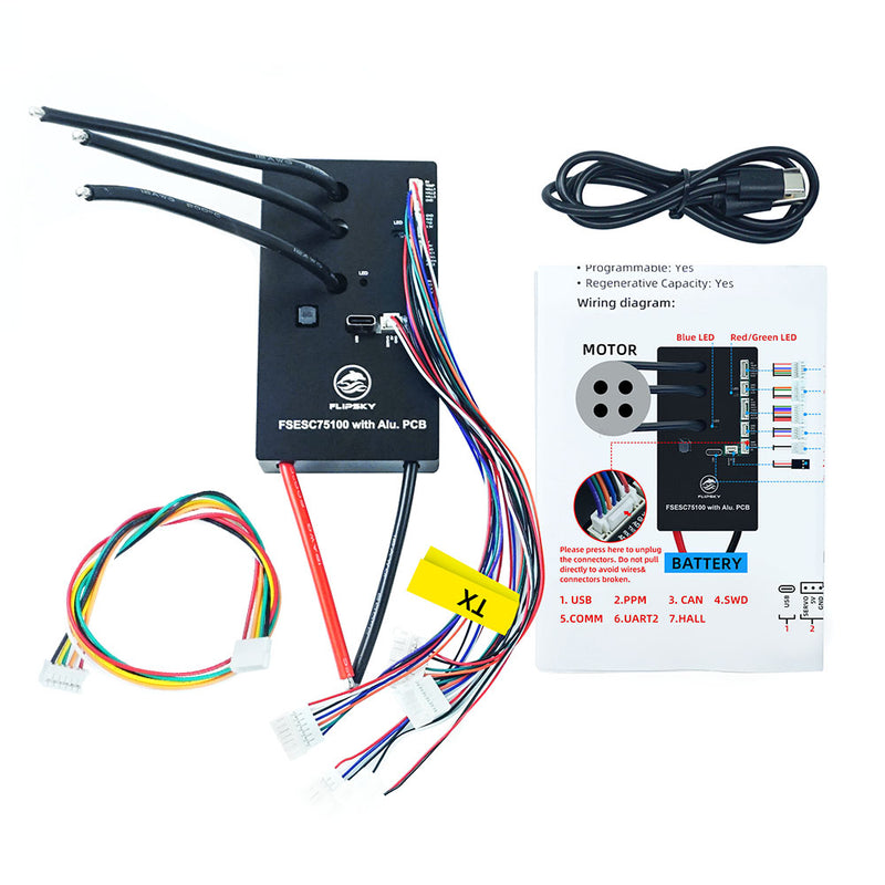 Flipsky 75100 Pro ESC With Aluminum PCB High Current MOS For Electric Scooter Support HALL ABI Sensor Control