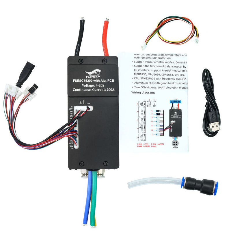 Flipsky 84V 300A Peak 75200 VESC ESC Water Cooling With Aluminum PCB For Fighting Robot Surfboard AGV Robot Support UART Bluetooth