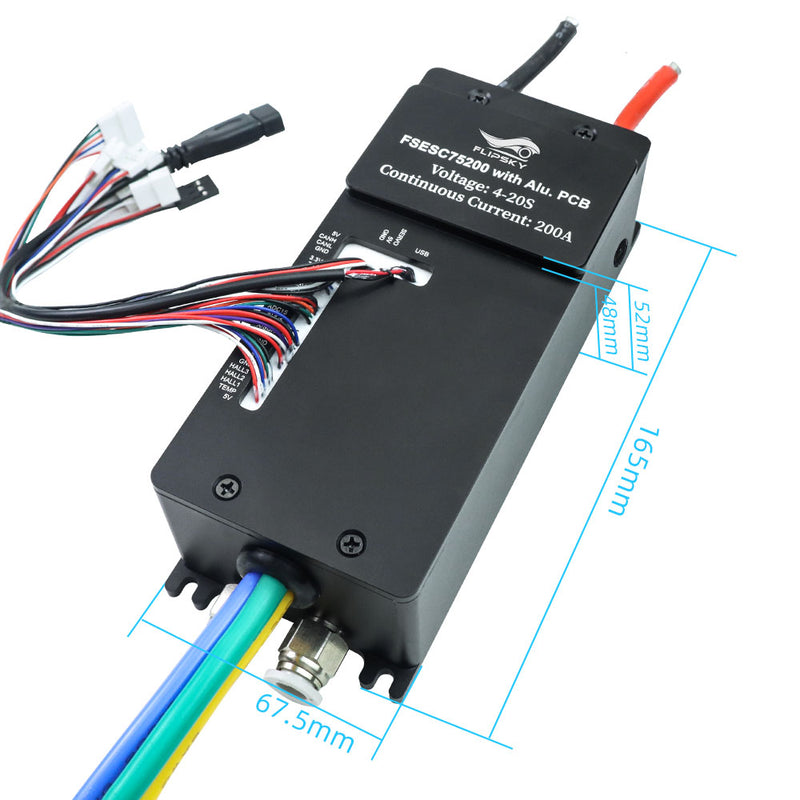 Flipsky 84V 300A Peak 75200 VESC ESC Water Cooling With Aluminum PCB For Fighting Robot Surfboard AGV Robot Support UART Bluetooth