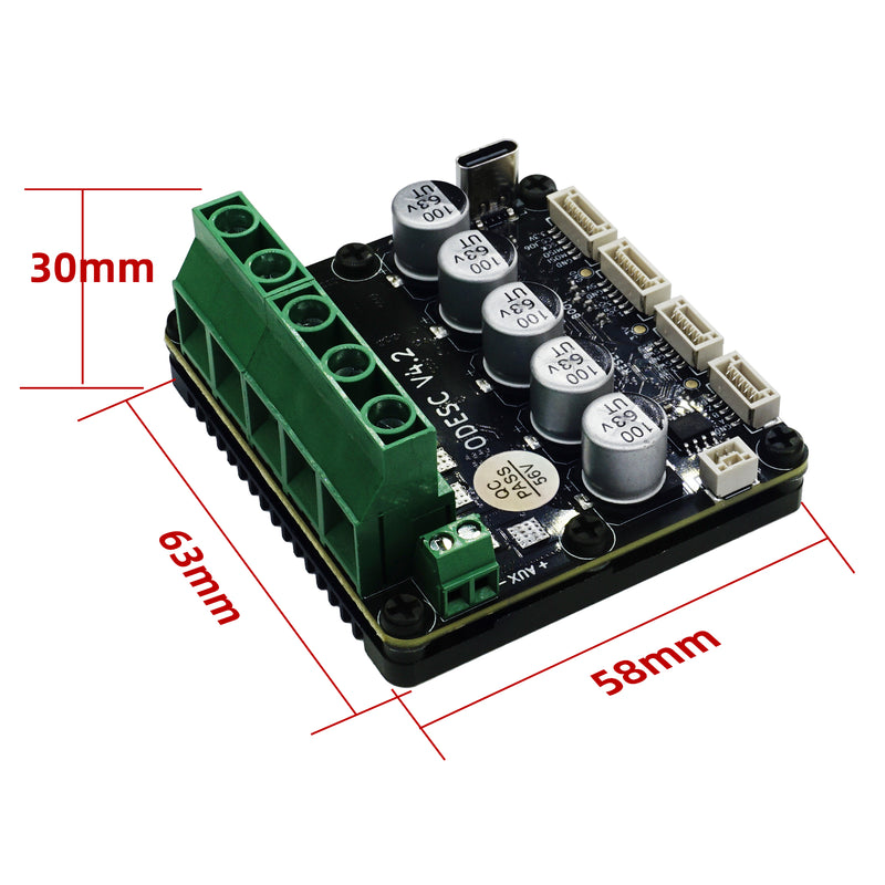 ODESC V4.2 Single-drive High-current High-precision Brushless Servo Motor Controller, Software Configuration Compatible with Odrivetool, FOC, BLDC