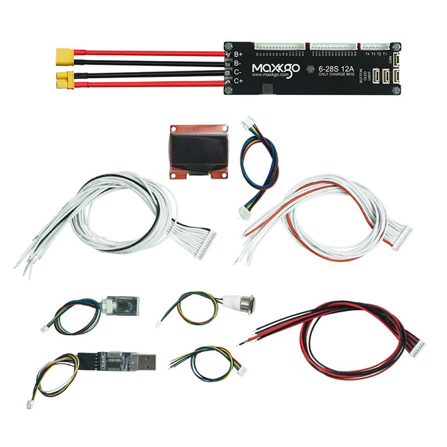 MAXKGO 6S-28S 12A Smart BMS Board Based On VESC Android Bluetooth App Only Charge For Lithium LiFePO4 Battery Protection